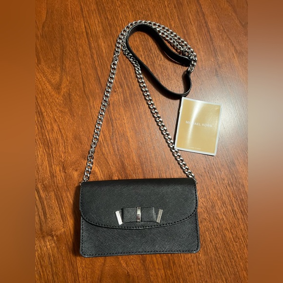 Michael by Michael Kors Mini Leather Trunk Crossbody with silver chain - Picture 7 of 7